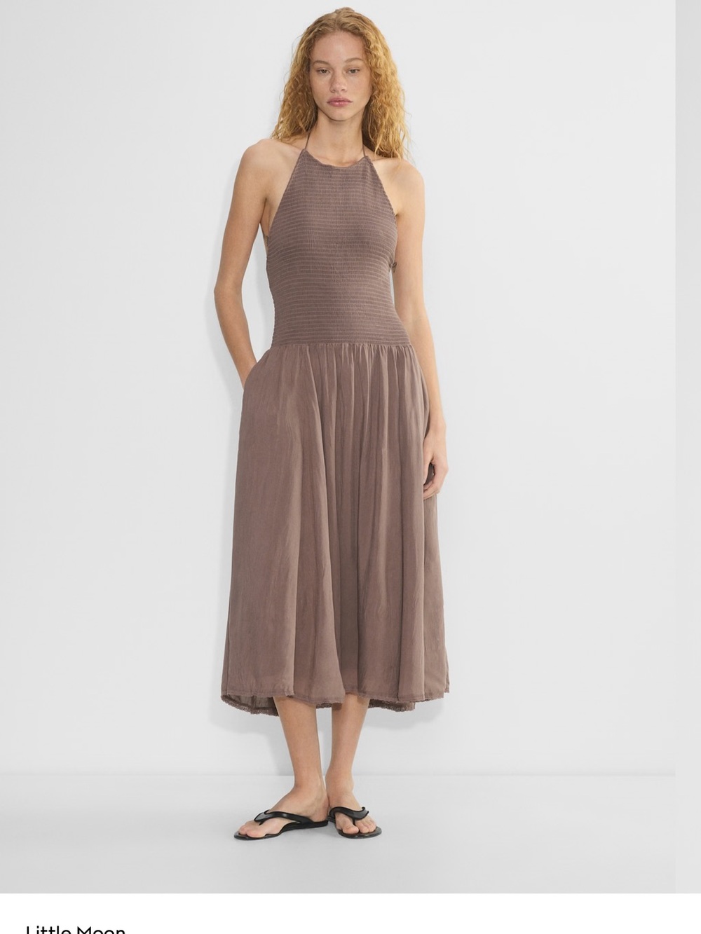 Artitzia Little Moon Brown Halter Midi Dress